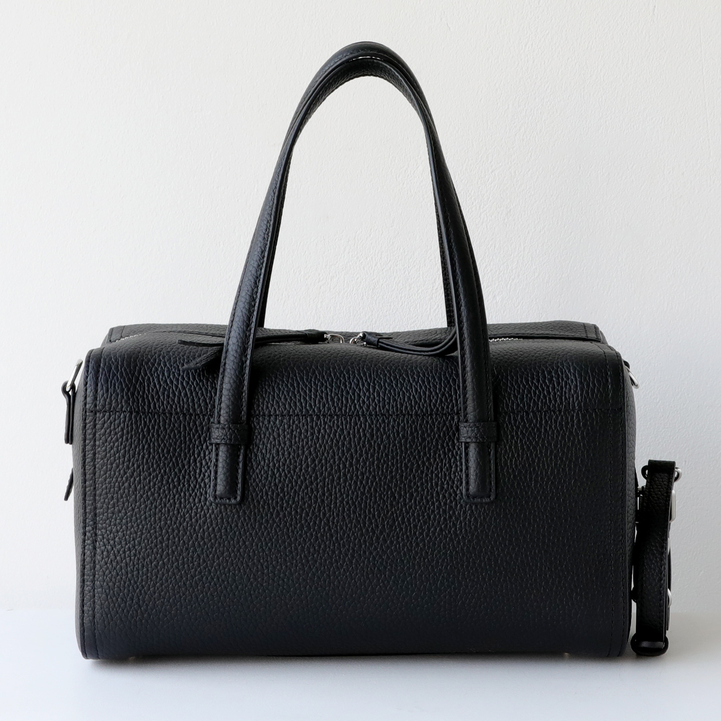 Korean Style Minimalist Top Grain Cowhide Bowling Handbag, Commuter Boston Pillow Bag, Shoulder And Crossbody Genuine Leather Women's Bag - Thumbnail 6