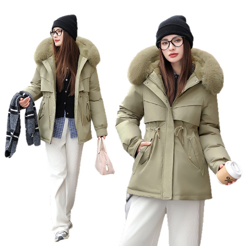 2025 nuevo estilo de alta sensación de nuevo estilo negro para superar la chaqueta de algodón de invierno con chaqueta de algodón de cuello grande image 6