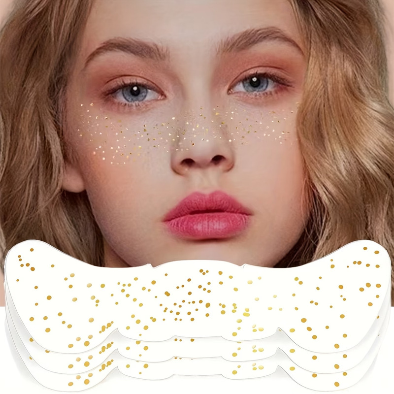 Cross-Border European and American Gold Glitter Freckle Stickers, Gold Foil Waterproof Long-Lasting Temporary Facial Tattoo Stickers, Party Makeup Face Stickers Cross-Border European and American Gold Glitter Freckle Stickers, Gold Foil Waterproof Long-Lasting Temporary Facial Tattoo Stickers, Party Makeup Face Stickers