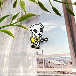 Animal Crossing Brooch Classic Anime Character Enamel Pin Guitar Playing Dog Badge Game Merchandise Collectible Gift