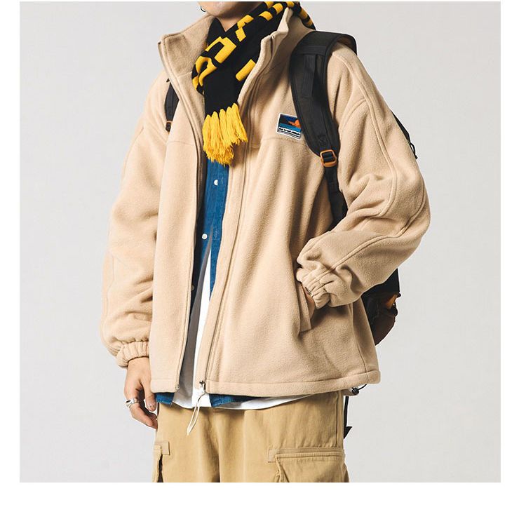 Herren-Fleecejacke mit Stehkragen, Reißverschluss und Sherpa-Futter (Schwarz/Grün/Khaki, M-3XL)_voghion.com