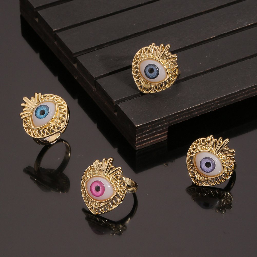 fashion copper plated real gold evil eye womenu0027s simple tail ring