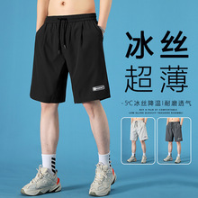T冰丝速干短裤男士夏季外穿薄款2024新款篮球运动跑步休闲五分裤