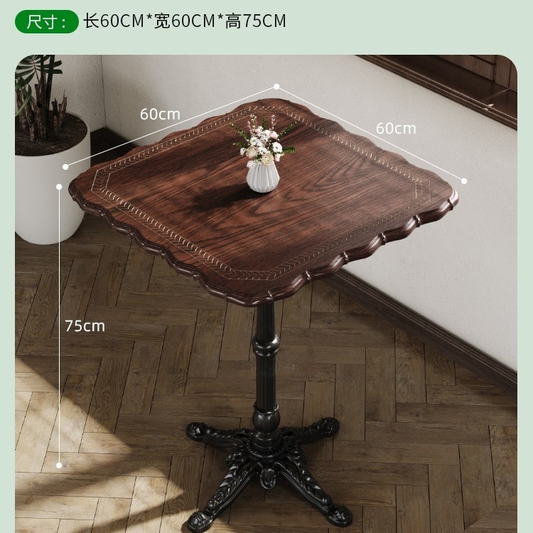 Mesa y silla de cafetería americana retro francesa panadería de comida ligera dulces tienda de azúcar y agua bistrona mesa de madera maciza