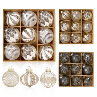 Pet Christmas Ball 8cm Set Christmas Decorations Transparent Painted Hangings Christmas Tree Accessories Pendant Kraft Paper
