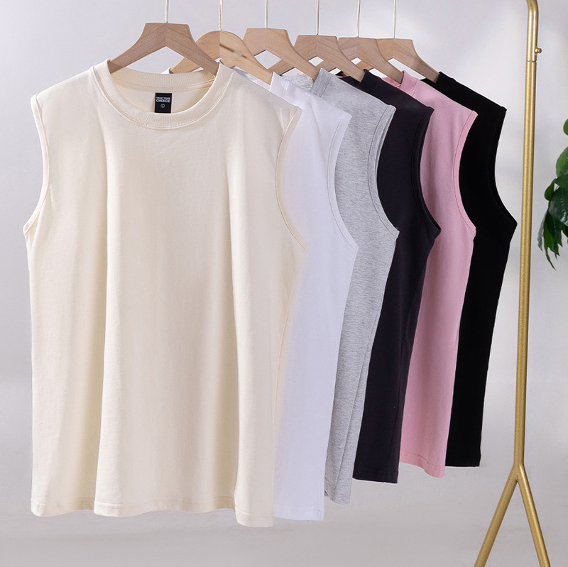 260g Heavy-weight Sleeveless Vest Men's T-shirt American Solid Color Sports Fitness Loose Inner Wear Men's Base Waistcoat Summer