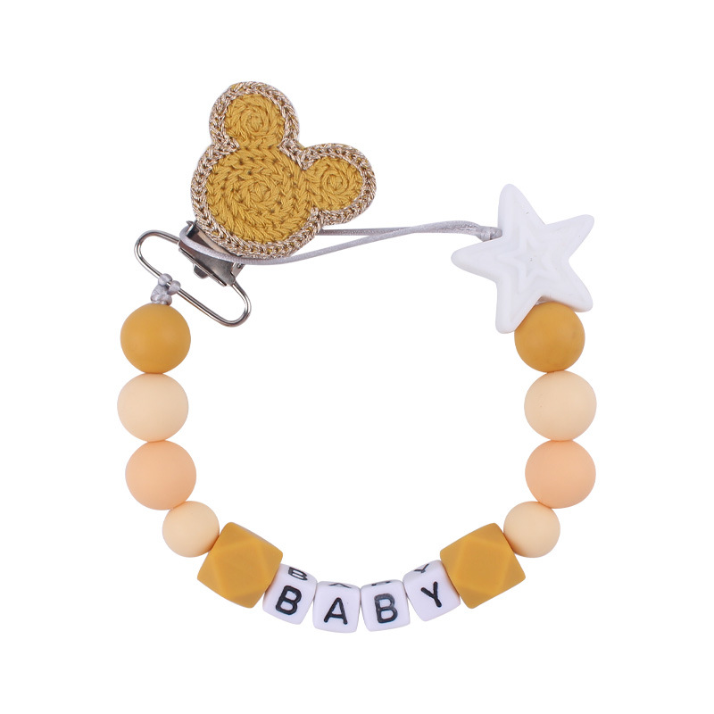 Nuevo bebé suministros animal chupete clip calmante bebé DIY nombre silicona mordedura pegamento molar chupete cadena