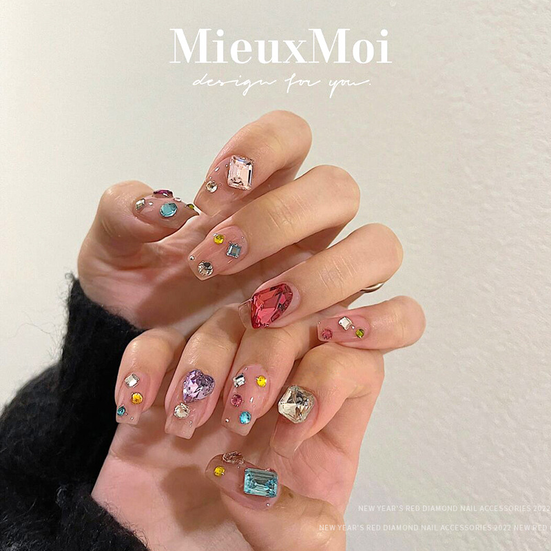 Tamaño pequeño de uñas yema del dedo Diamante Red de color rojo en forma especial diamante plano Mono Mismo Amor taladro de uñas decoración mixta