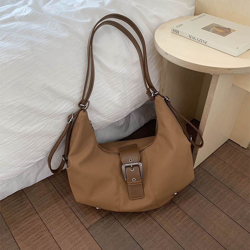 跨境复古通勤单肩包女bags大容量欧美辣妹潮废土牛角包单肩斜挎包|undefined