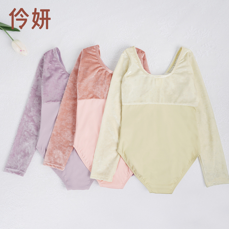 Ropa de baile Ropa de ballet de manga larga de otoño e invierno para niñas y niños Ropa de entrenamiento de terciopelo nuevo traje de baile chino para niños