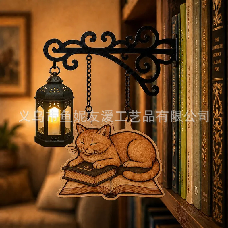 跨境新品 Bookshelf Lantern Light图书馆书架照明灯笼铁质工艺品