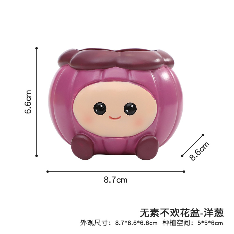 Chậu cây mọng nước hình rau củ hoạt hình resin, chậu mini để bàn, trang trí cửa sổ và nhà (RG-58)