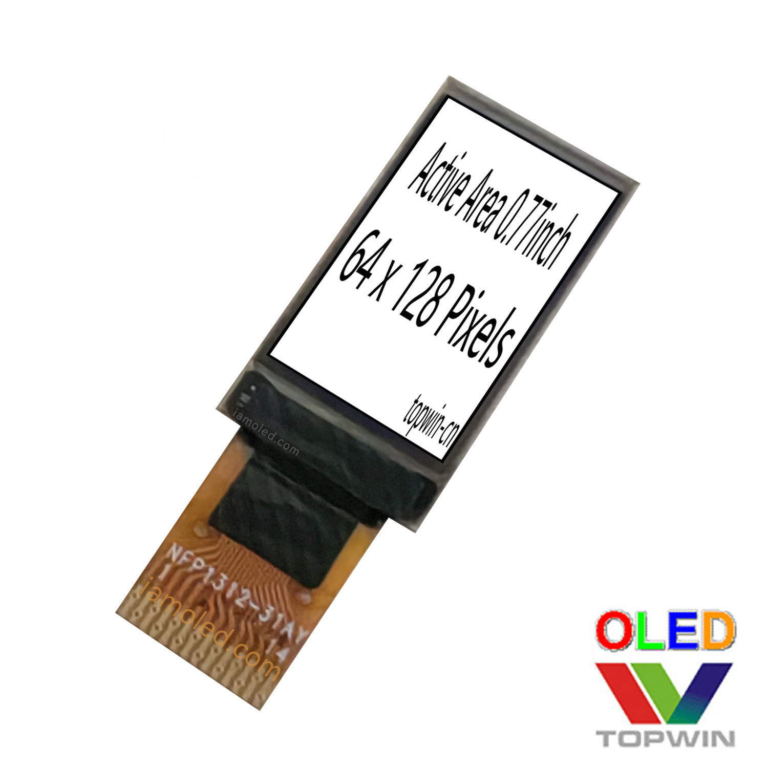 0.77寸白色光oled液晶显示14脚IIC串口UG4864TSWEG02黑底白字竖屏