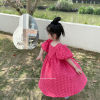 Summer dress, small princess costume with bow, skirt, children's clothing, western style, backless