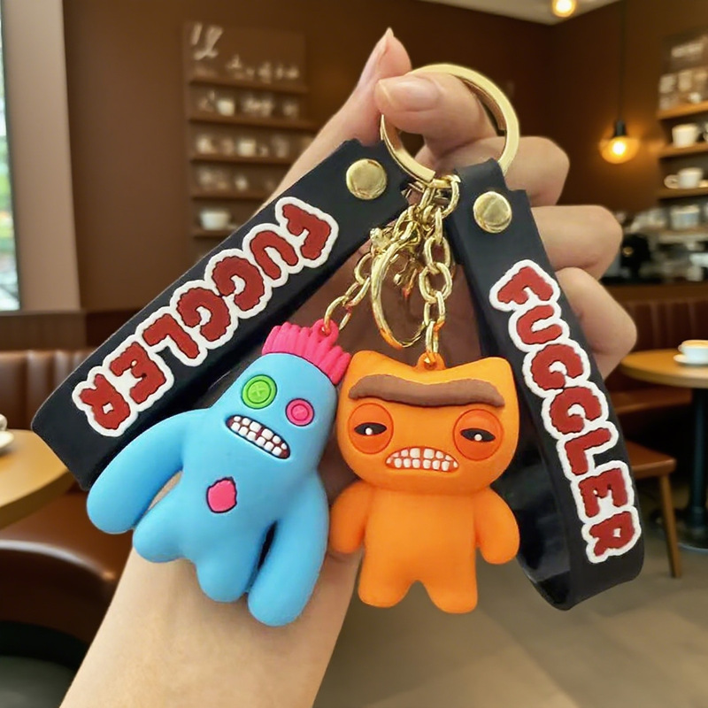 Cross-Border Quirky Cute Tooth Monster Cartoon Keychain Fuggler 3D Tooth Monster Pendant Pvc Silicone Small Gift