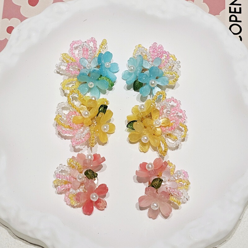 イン織りベゴニアの花クラスタージュエリーバッグ携帯電話ケースブローチ下駄ゼリー靴 diy 靴フラワーアクセサリー|undefined