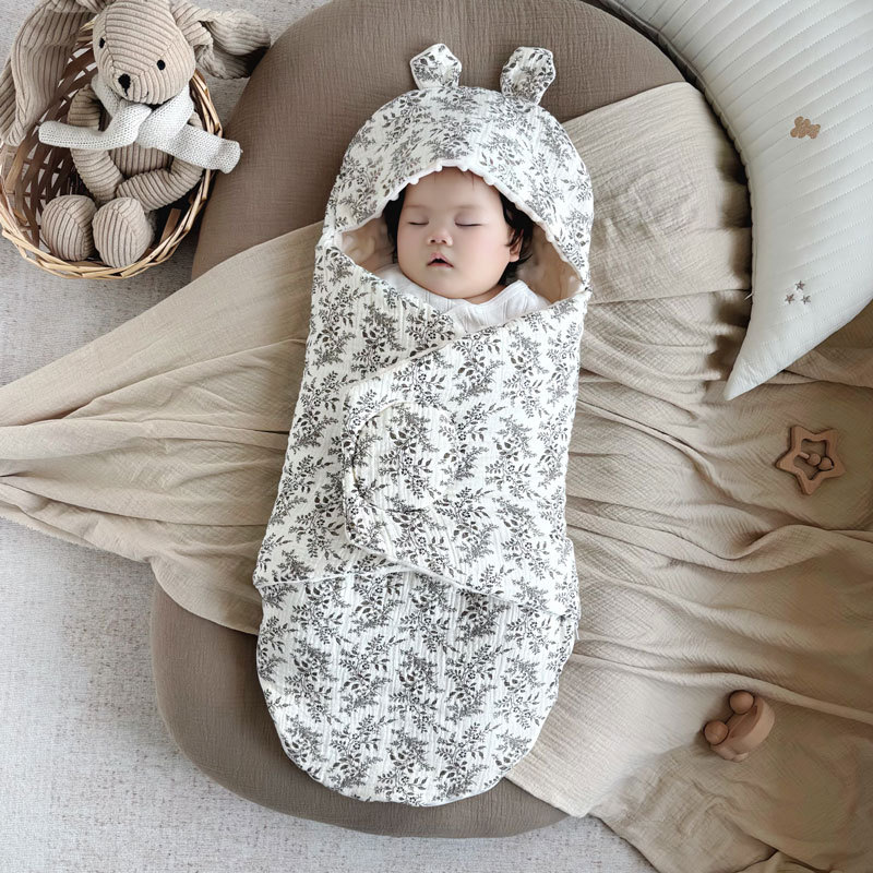 Baby Sleeping Bag and Swaddle Blanket, Dual-Use, Thick Gauze for Autumn and Winter, Pure Cotton Class a Newborn Baby Anti-Kick Blanket