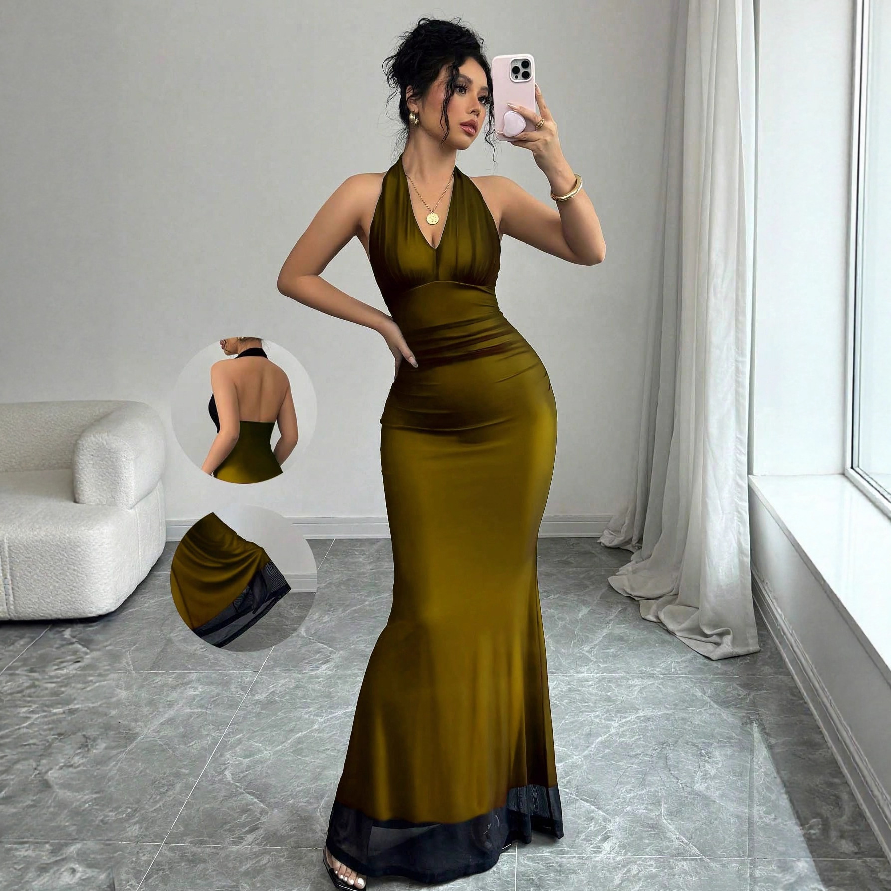 Cross-Border European And American Foreign Trade 2025 Summer New Women's Sexy Halter Mesh Pure Desire Sleeveless_ecoleips.com