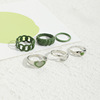 Fashionable retro green spray paint, ring, set, European style, suitable for import