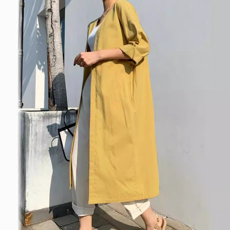 Women's Japanese-Style Cotton and Linen Long Cardigan, Rakuten Mall 2025 Spring and Autumn Fashion, Simple Wear, 5 Colors in Stock, Lazy Style