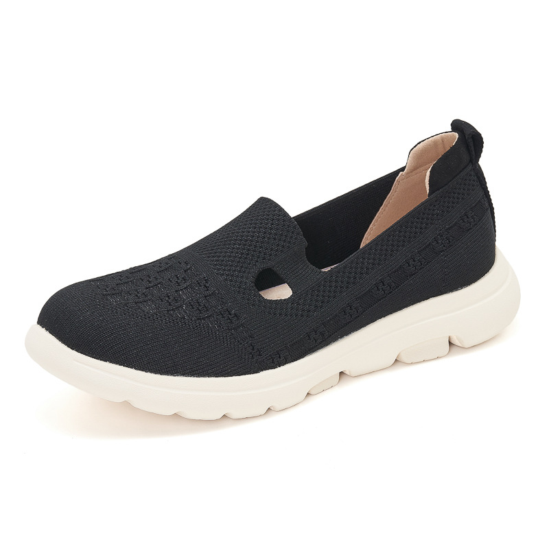 K6016 - 4 primavera 2025 zapatos de cuero único antideslizante transpirable tejido de otoño casual versátil zapatos de madre poco profundos para mujeres