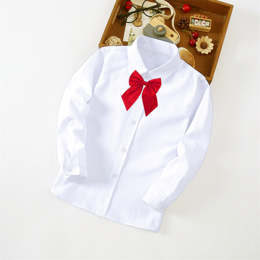 Camisa blanca pura de las muchachas manga larga cuello redondo de los niños uniformes de la Escuela de las muchachas blancas fabricantes de la camisa de manga larga de los niños ahora