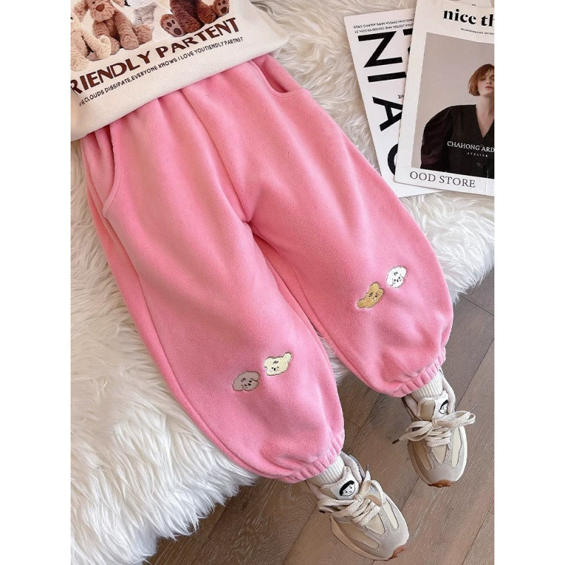 Вельшовые брюки носить осенние и зимние детские зимние пуховые зимние пуховые 2024 детские зимние толстые хлопчатобумажные брюки