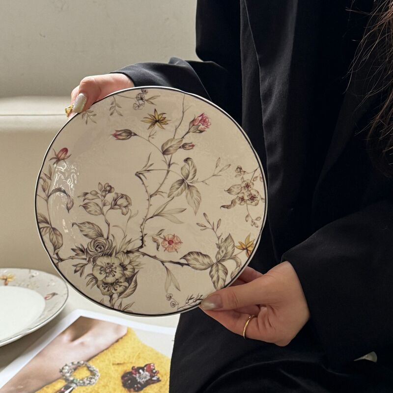 法式中古风灰色花卉浮雕陶瓷西瓷盘咖啡杯碟系列甜品菜盘子批发|undefined
