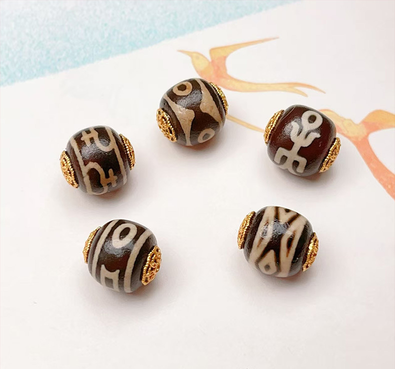 Aquarius Dzi Beads Barrel Beads Spacer Beads Accessories Bracelet Bracelet DIY Semi-Finished Products New Products Special Offer