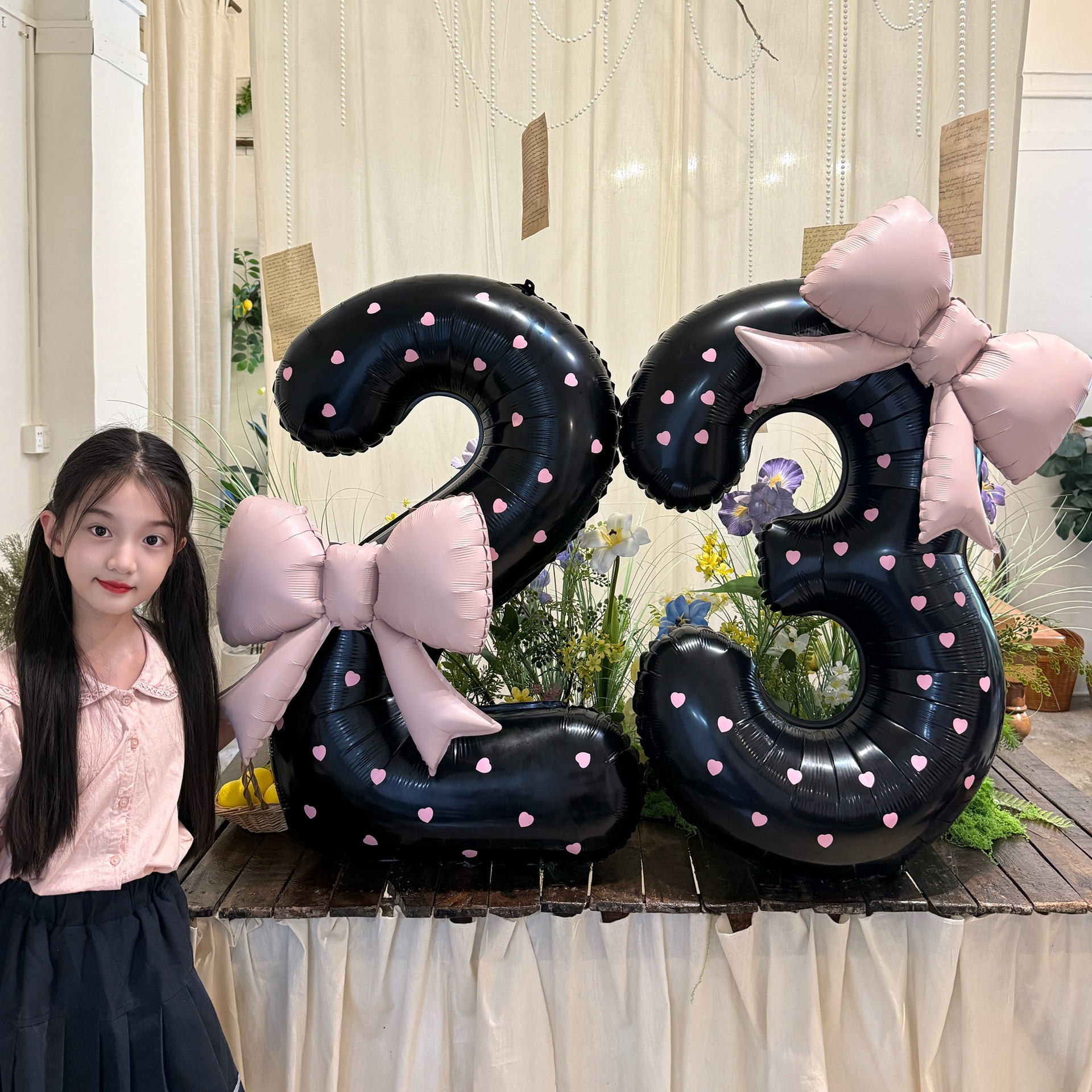 Large Number Bow Decoration 40 Inch Black For Birthday Photos And Baby's First Birthday Party Scene Decoration_voghion.com