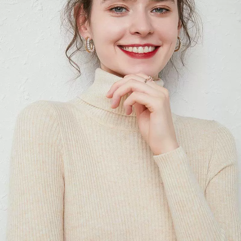 Свитер с отворотом и воротником женский тонкий толстый, толстый, осенний и зимний обтягивание, дикий студент с длинными рукавами трикотажный нижний свитер