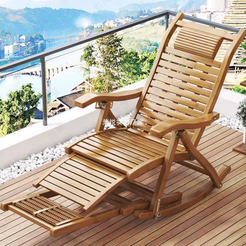 Складное бамбуковое кресло-качалка, шезлонг, взрослый обеденный перерыв, балконный сон, ленивое кресло для отдыха, кресло для отдыха из цельного дерева для пожилых людей