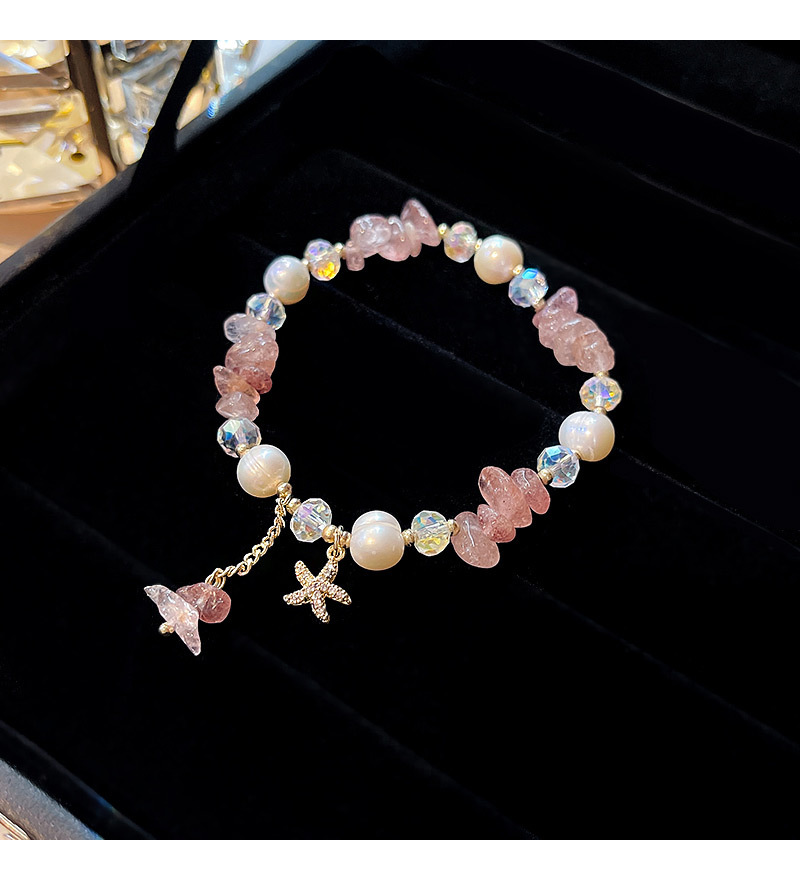 South Korea New Copper-plated Real Gold Starfish Micro-inlaid Pearl Bracelet Geometric Temperament Bracelet display picture 7