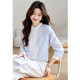 Real Stripe Chiffon Shirt Women's Top 2025 Spring New Fashion OL Professional Commuter Western Style Shirt