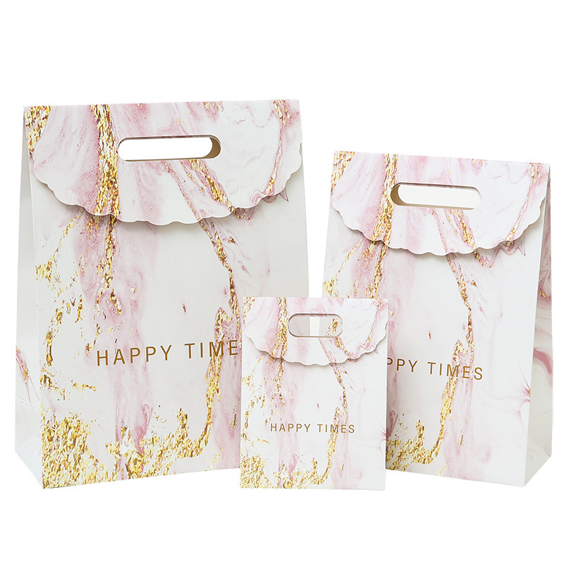 Scandinavian Ins Style Marble Gift Bag Handbag Hand Paper Bag Teacher Holiday Gift Bag Clothing Packaging Bag