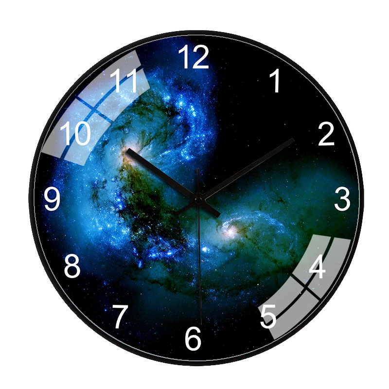 Reloj nórdico de Internet para sala/dormitorio [20cm/8 pulgadas], reloj silencioso de estrellas/espacio/Galaxia, reloj de pared para hogar