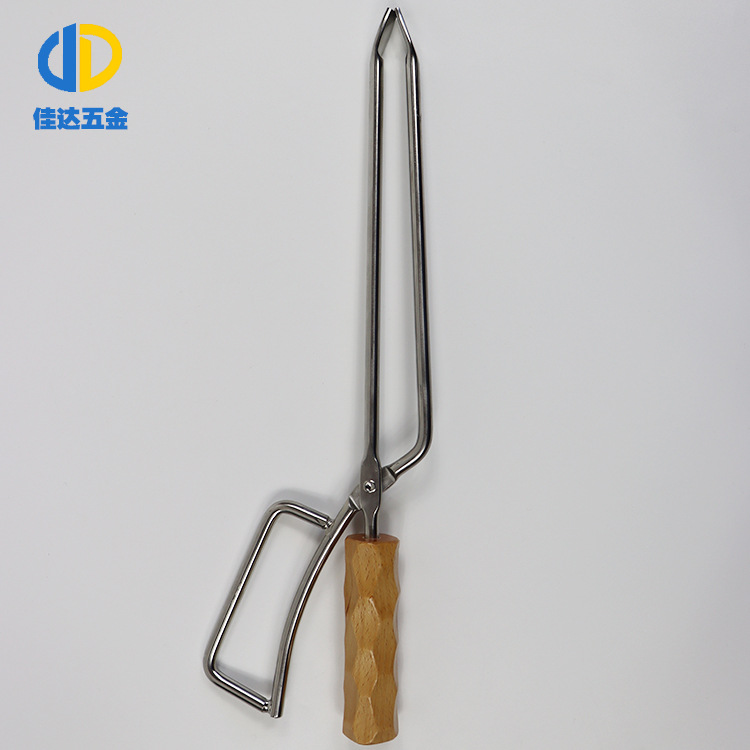 厂家供应各种规格不锈钢炭火钳  北美黑胡桃钻石手柄炭火钳