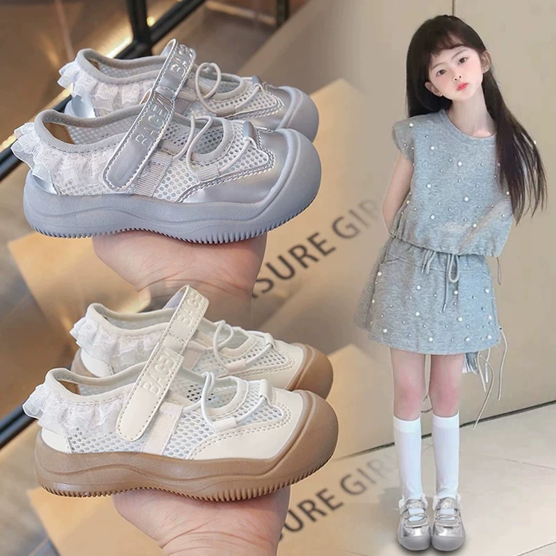 Спортивные сандалии для девочек балетный стиль лето 2025 новый стиль дышащая детская обувь Мэри Джейн папа обувь на мягкой подошве