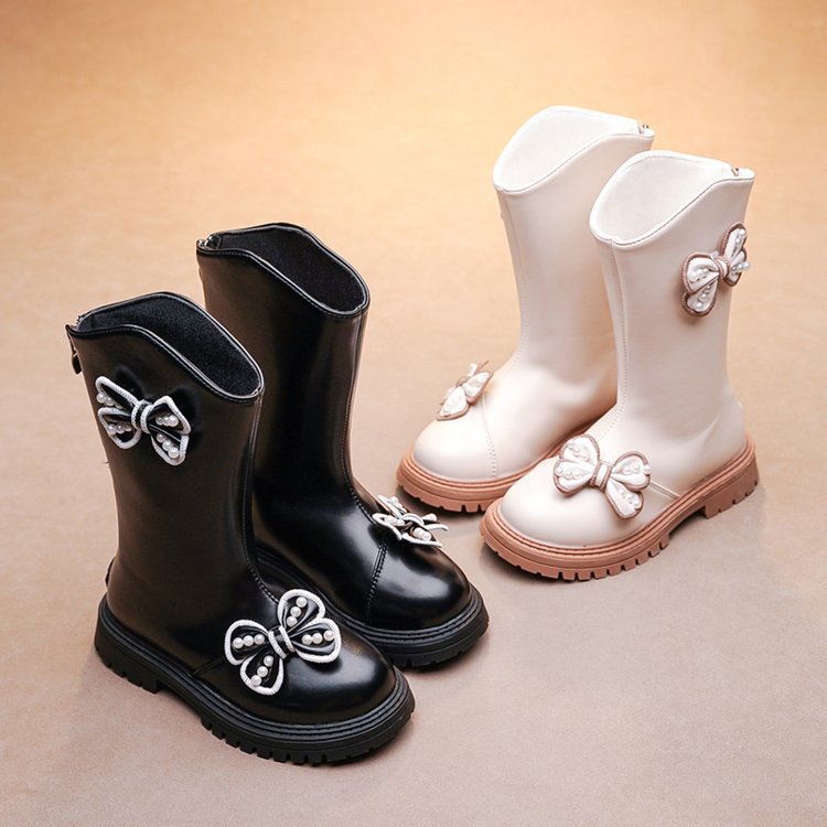 儿童高筒靴秋冬季2023新款时尚女童单靴中大童公主靴小女孩长筒靴
