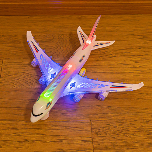 Electric universal passenger aircraft with music and lights large universal airbus aircraft luminous toys wholesale A380