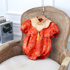 Red Chinese Tangzhuang Birthday Outfit for a 1-Year-Old Baby Girl, Traditional Chinese Style, for a First Birthday Celebration Party