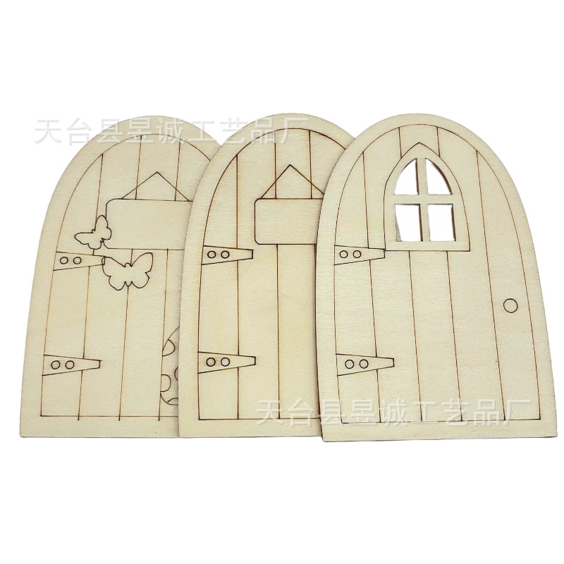 Деревянная Эльфийская дверь во двор деревянное миниатюрное украшение сказочное украшение двери DIY дверь и окно древесная стружка