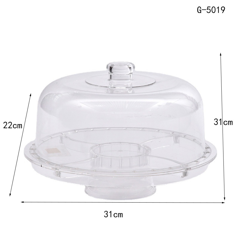 Creativo plato de fruta con tapa pan fruta seca merienda postre bandeja de la torta transparente tienda de postres bandeja de copa