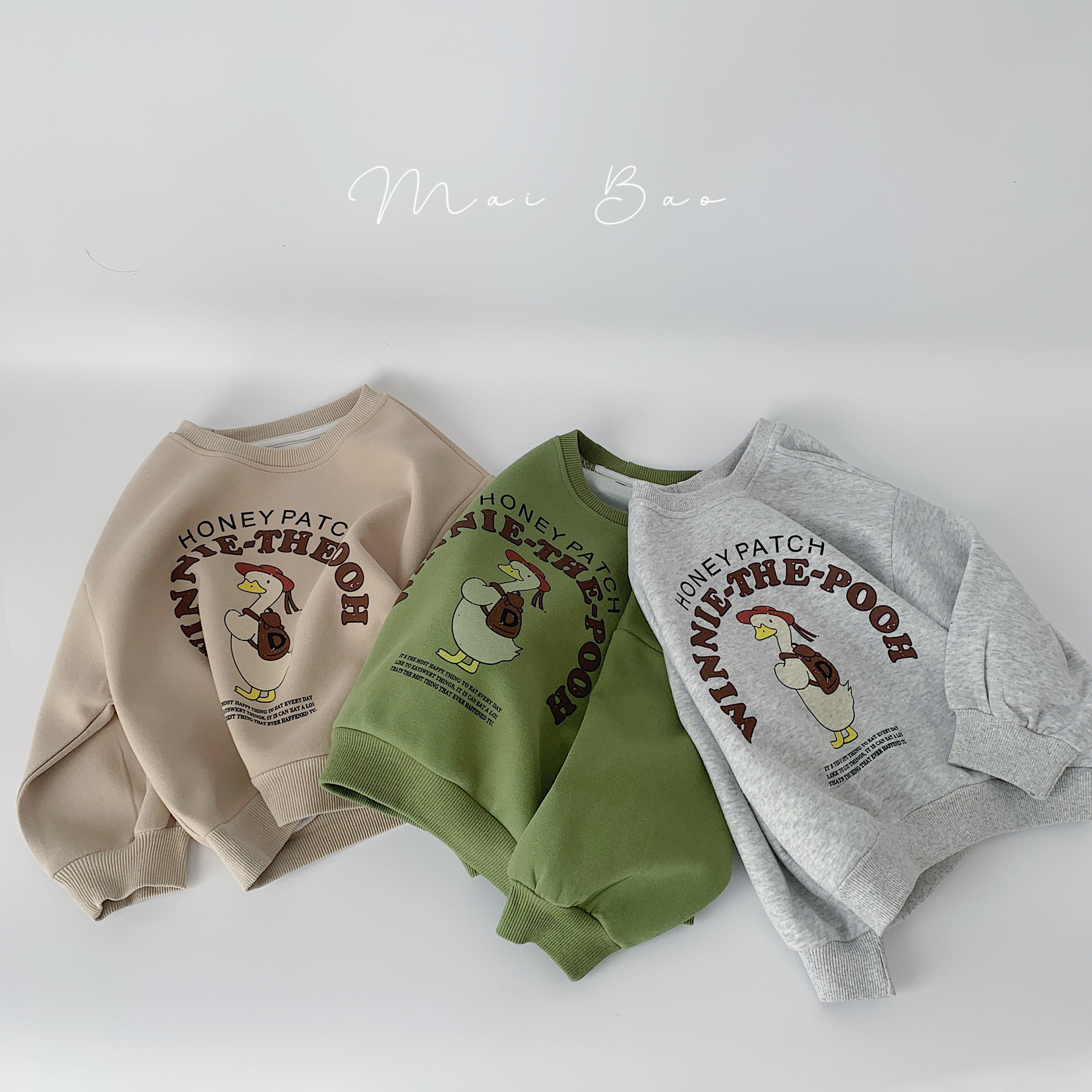 Children's Sweatshirt Maobao 2024 Spring New Children's Clothing Print Unisex Kids Cartoon Backpack Duck Crew Neck Top Trendy