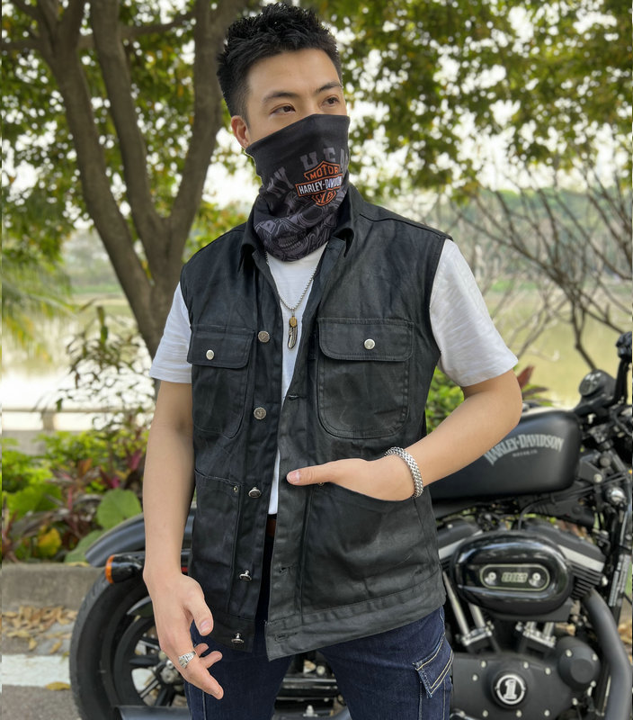 VOLERO motocicleta ciclismo traje de los hombres y las mujeres ocasionales retro Americano recubierto tela cera aceite chaleco Caballero