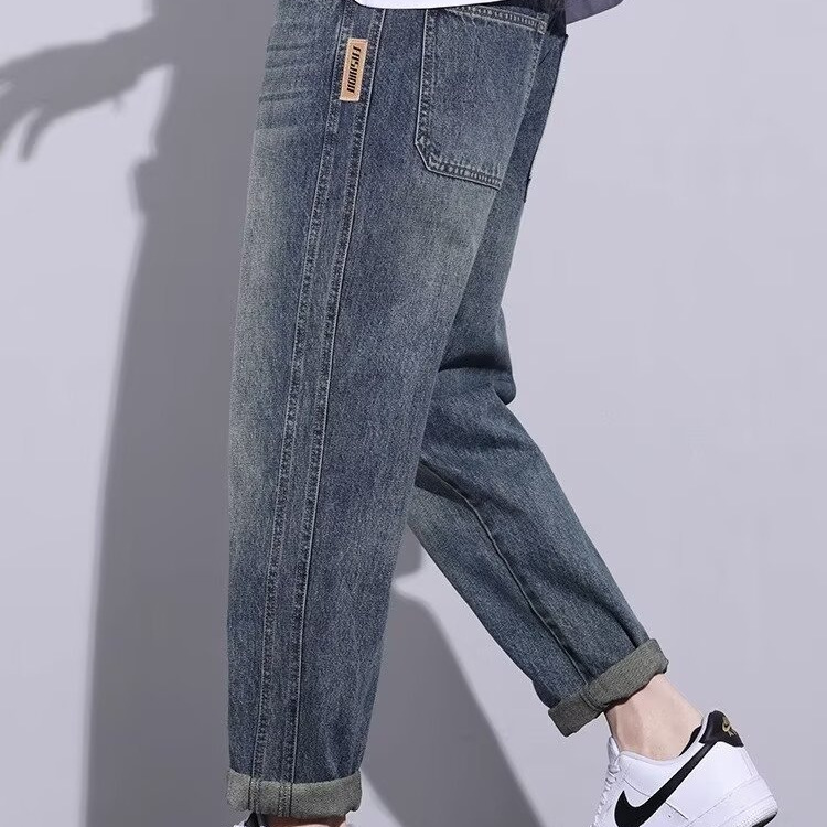 Estilo de Hong Kong hombres de moda verano nuevo estilo 2024 personalidad alfabeto jeans hip-hop ins marea calle alta tendencia pantalones guapos