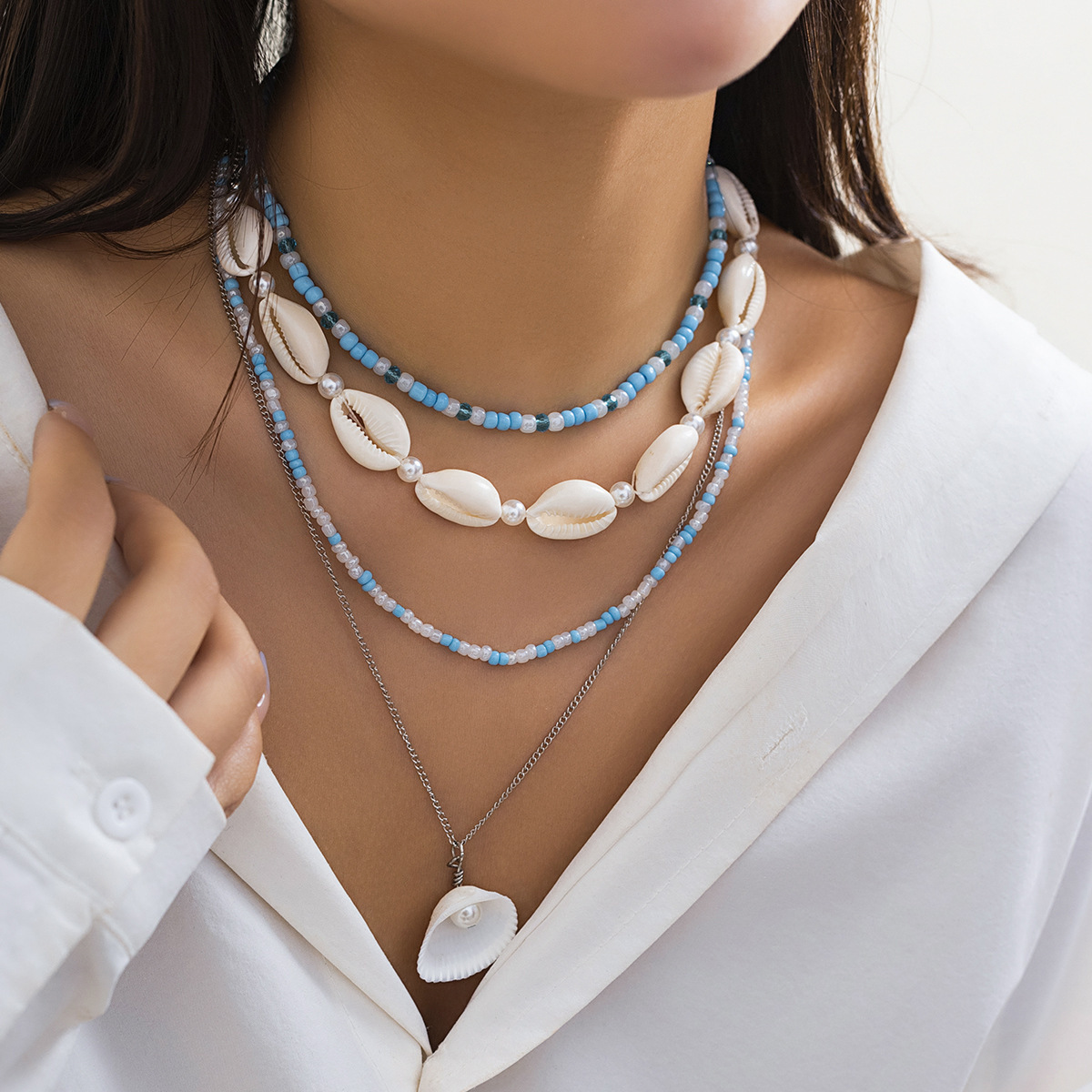 29g Weight Imitation Pearl Pendant Material Layered Necklaces Classification Alloy, Iron, Copper Chain Material 1 Piece Quantity Beach, Tea Party Occasion Imitation Pearl, Alloy, Copper Material Scallop, Starfish Pattern Women's Gender Beaded, Plating Design Elegant, Marine Style, Streetwear Style Elegant Marine Style Streetwear Scallop Starfish Imitation Pearl Alloy Copper Wholesale Layered Necklaces 9