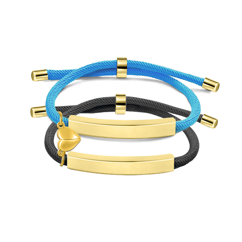 22g Weight Bracelets Classification rope Chain Material Woven Chain Chain Type 1 Pair Quantity Daily Occasion 201 Stainless Steel, rope Material Geometric, Customization Laser Engraving, Heart Shape Pattern Unisex Gender Plating Design Simple Style Style Simple Style Geometric Customization Laser Engraving Heart Shape 201 Stainless Steel Rope Woven Chain String Bracelets Wholesale 15