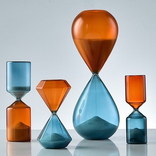 Nordic Home Colored Glass Hourglass Timer Two-Color Creative Gift Ornament Graduation Season Valentine's Day Gift