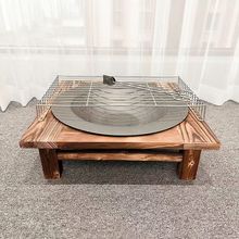 老式实木烤火盆铸铁炭火冬季取暖烤火炉室内家用炭烧烤架围炉煮茶